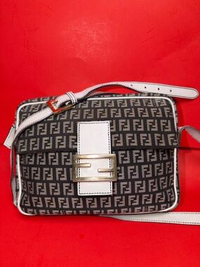 FENDI Zucchino Baguette Crossbody Bag